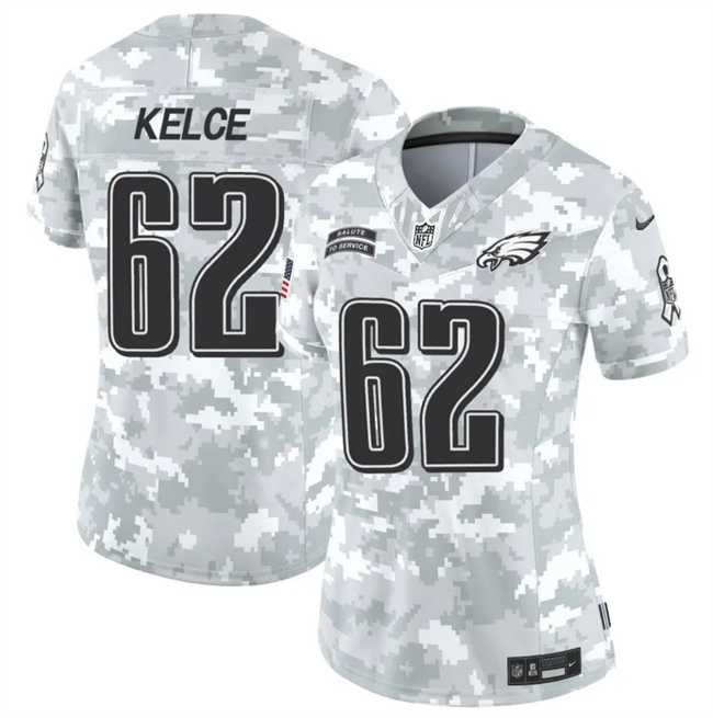 Women%27s Philadelphia Eagles #62 Jason Kelce 2024 F.U.S.E Arctic Camo Salute To Service Limited Stitched Jersey Dzhi